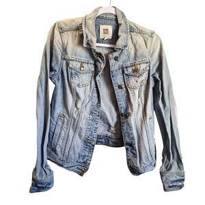Ruehl No.925 New York Distressed Denim Jean Jacket Size Large Moto Western